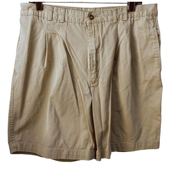 Perry Ellis Mens Size 38 Khaki Shorts 100% Cotton - Picture 1 of 4